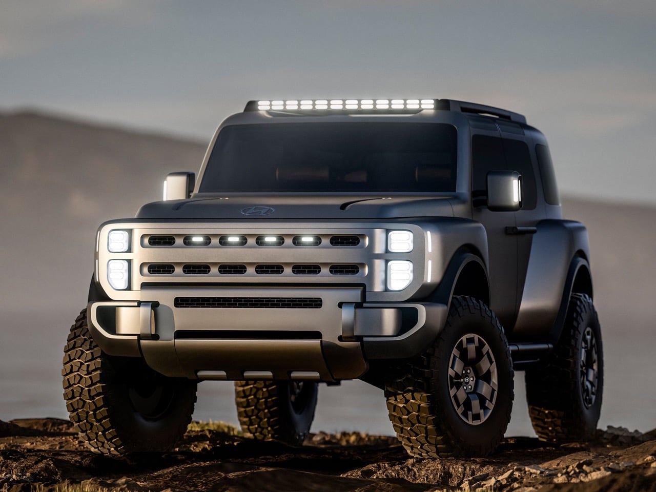 Передняя часть Hyundai Boulder с прямоугольными фарами