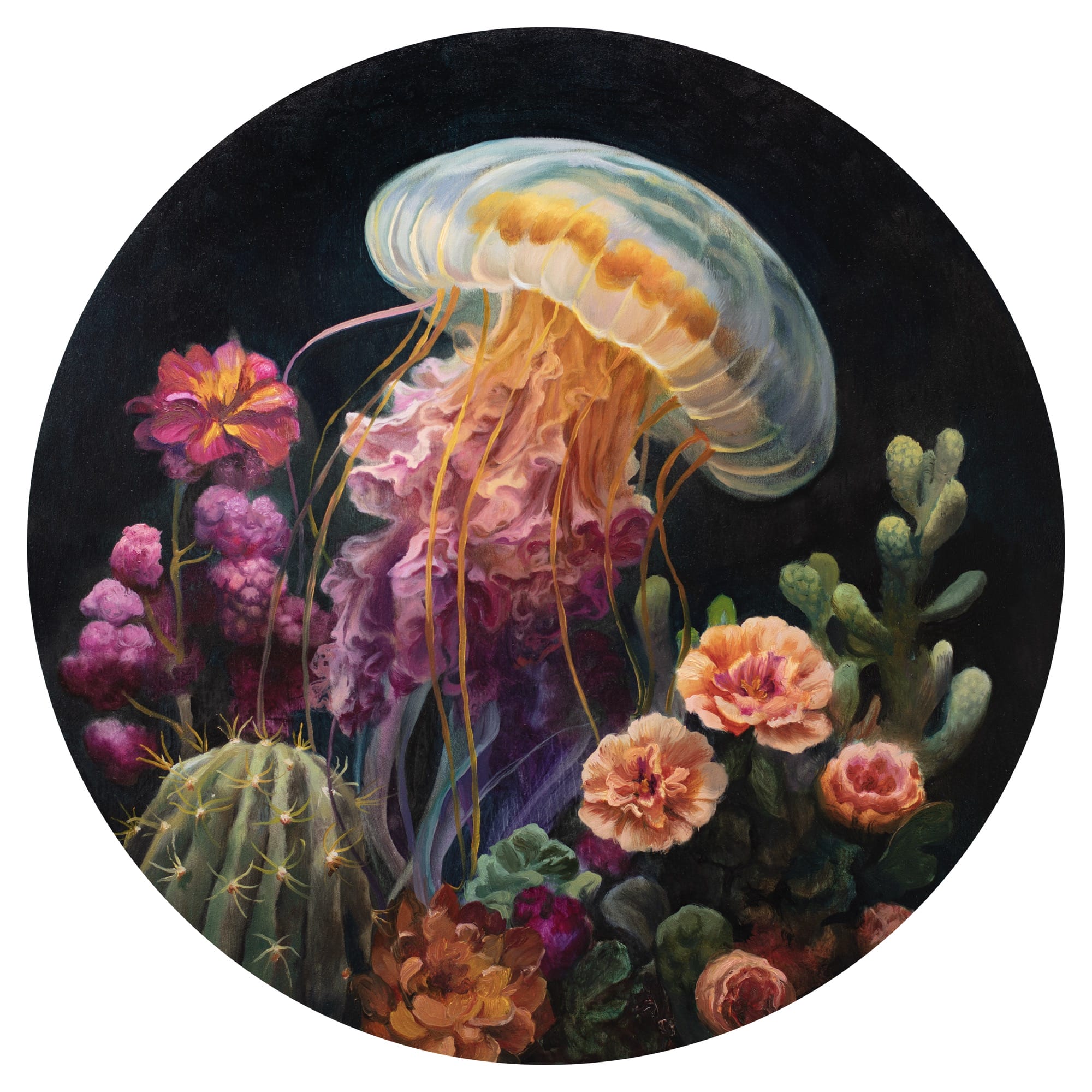 Parallelism 5 (Jellyfish 1) — медуза и растения в круглой композиции