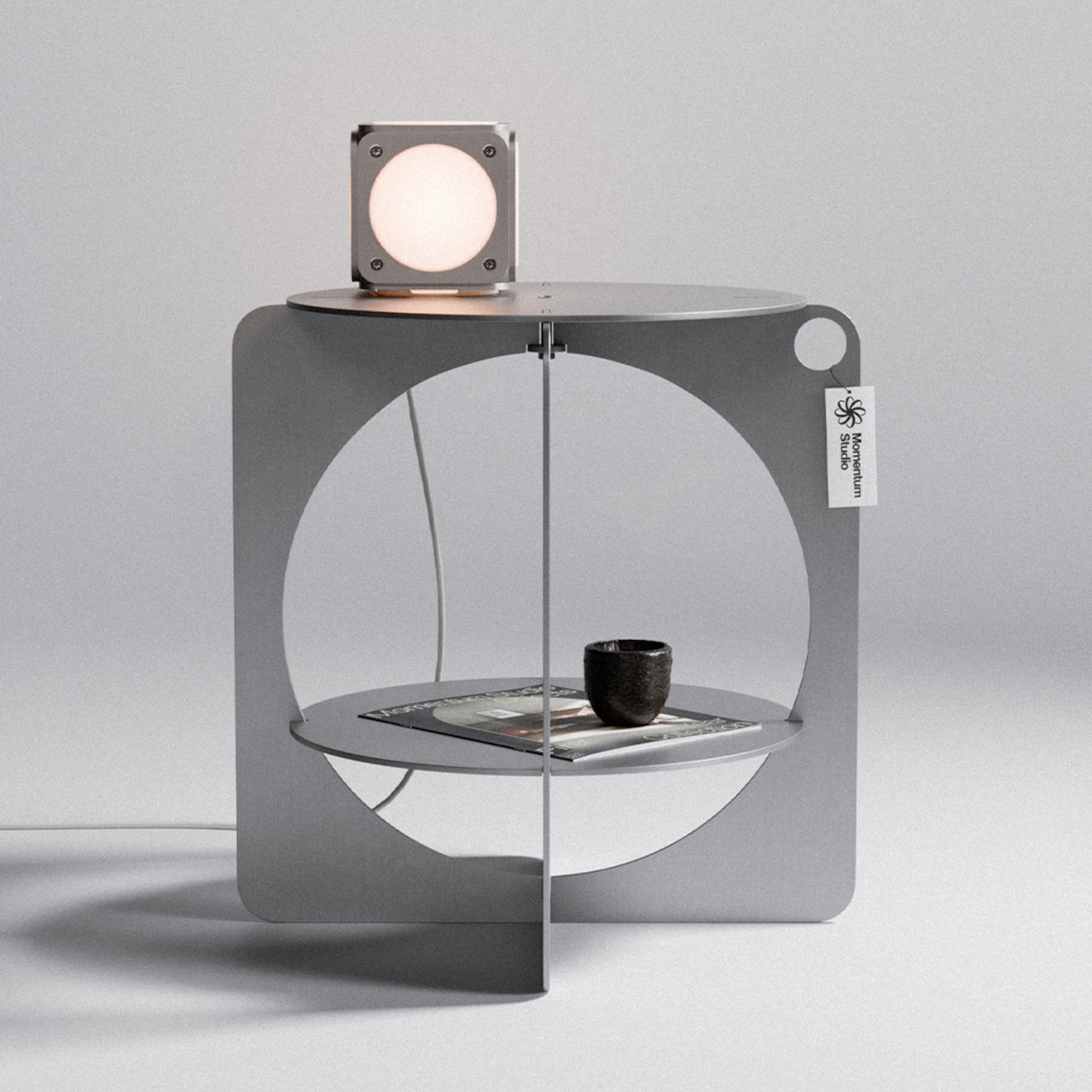 06 Side Table с лампой на столешнице и чашкой на нижней полке