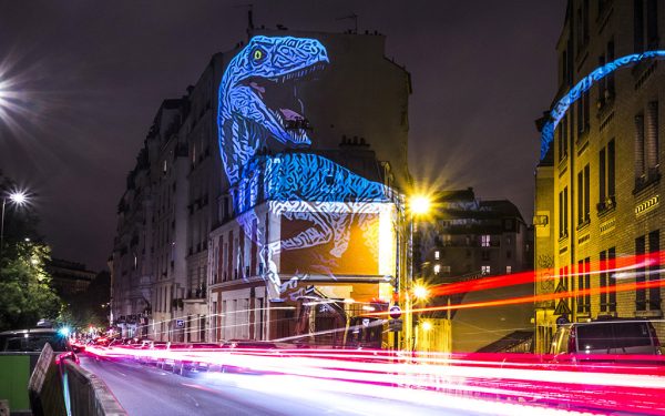 Holographic Dinosaurs on the Streets of Paris by Julien Nonnon