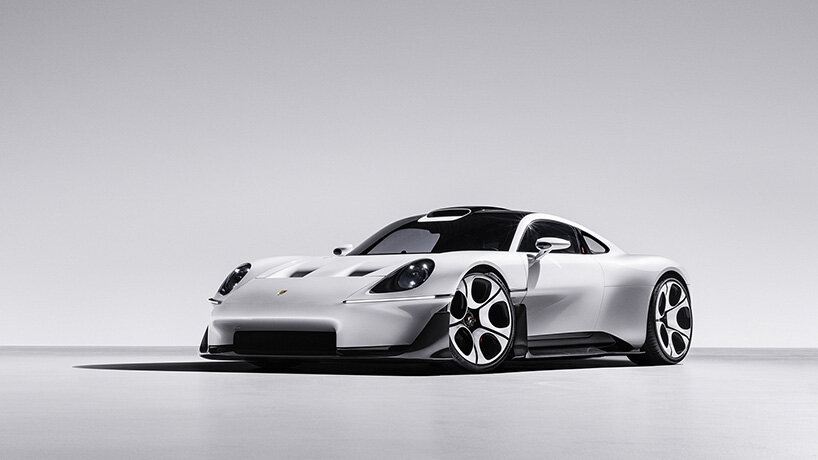Porsche Mission S спереди в студийном освещении