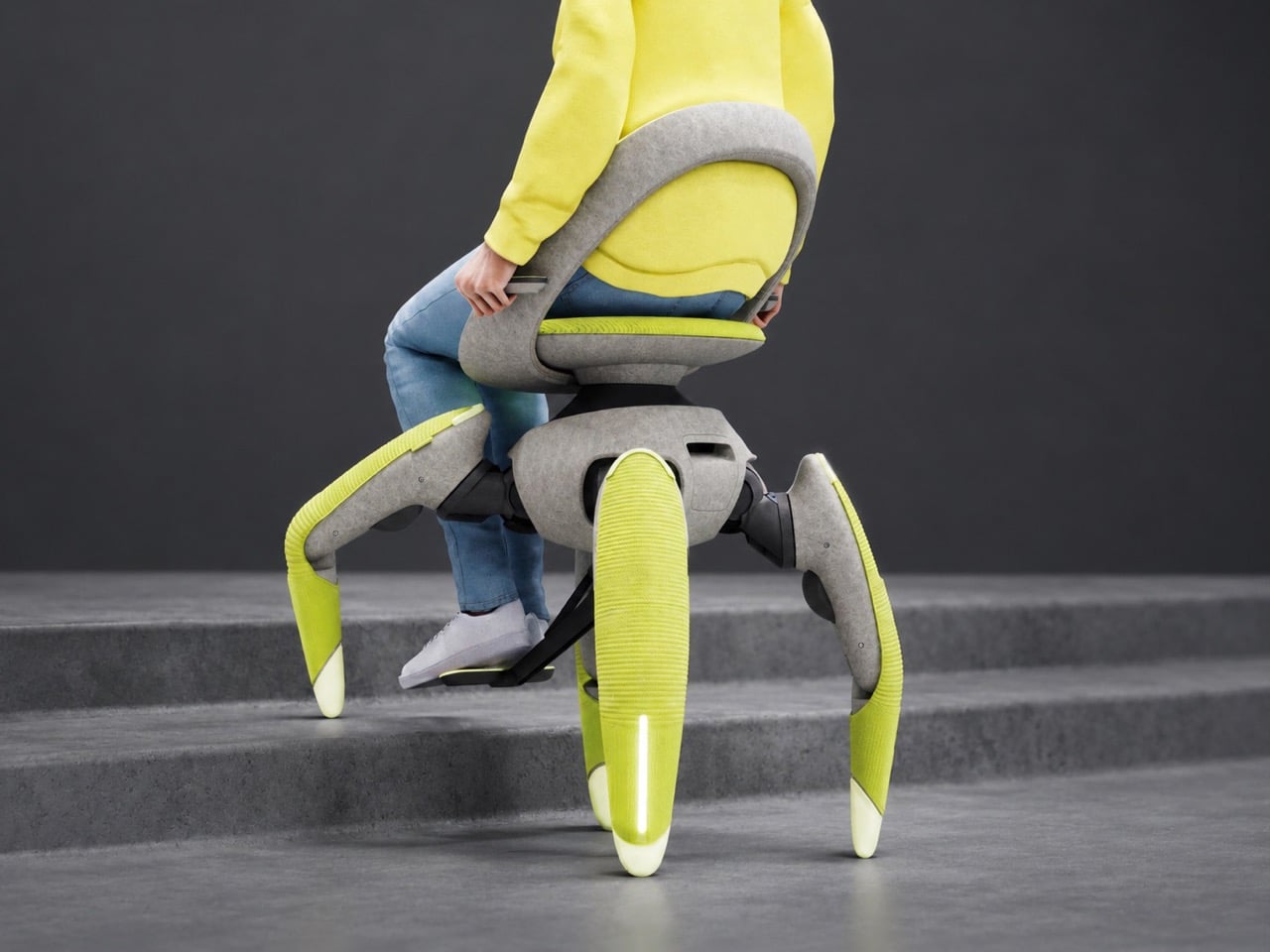 Концепт Toyota walk me на роботизированных ногах преодолевает ступень